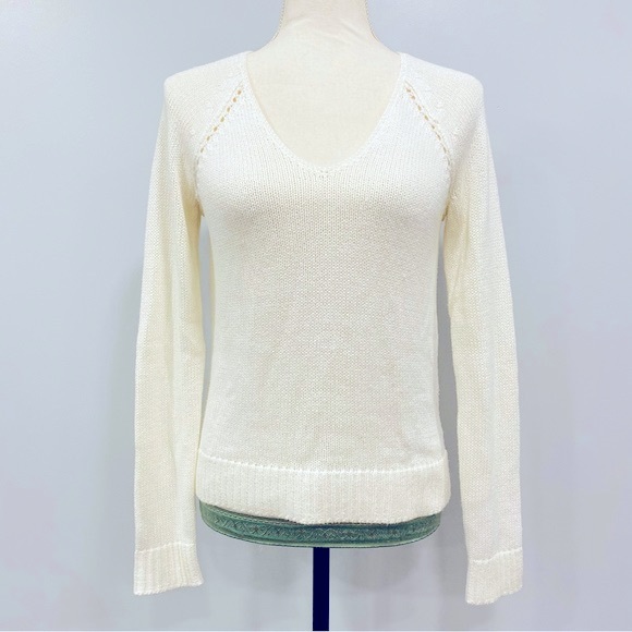 LILLY PULITZER XS Classic Off White Open Knit V-Neck Casual Sweater Cottagecore - Picture 1 of 16
